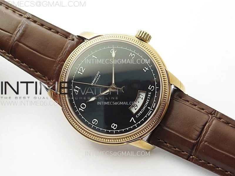 Tonda pf RG VRF Best Eidtion Black Dial Rose Gold Handset on Black Leather Strap PF331