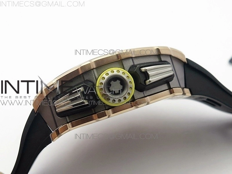 RM011 RG Chronograph SS Case KVF 1:1 Best Edition Crystal Skeleton Dial on Black Rubber Strap A7750