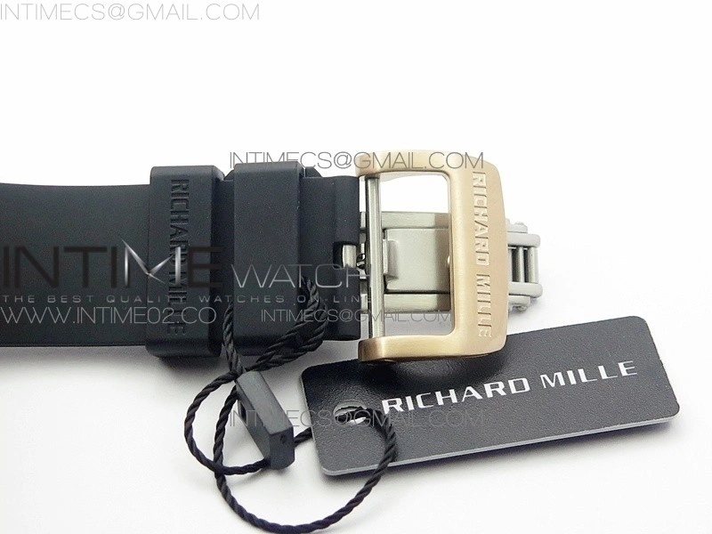 RM011 RG Chronograph SS Case KVF 1:1 Best Edition Crystal Skeleton Dial on Black Rubber Strap A7750