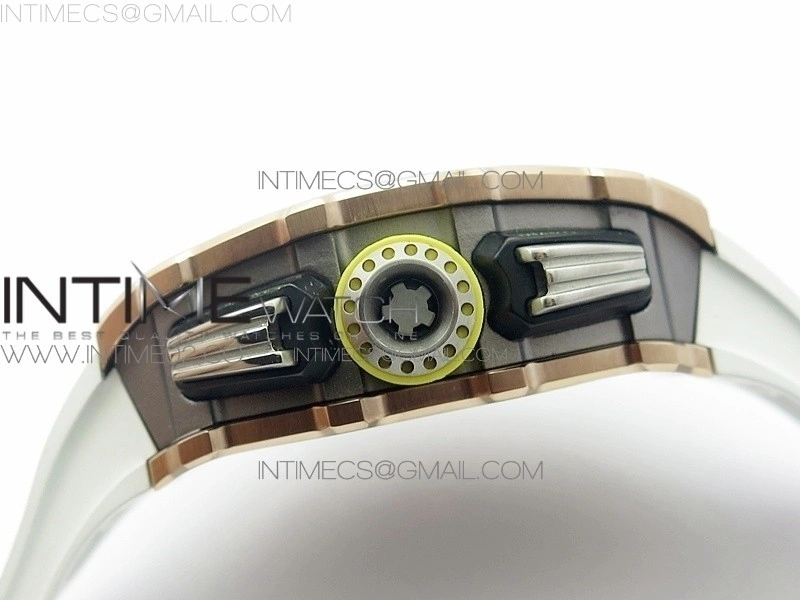 RM011 RG Chronograph SS Case KVF 1:1 Best Edition Crystal Skeleton Dial on White Rubber Strap A7750