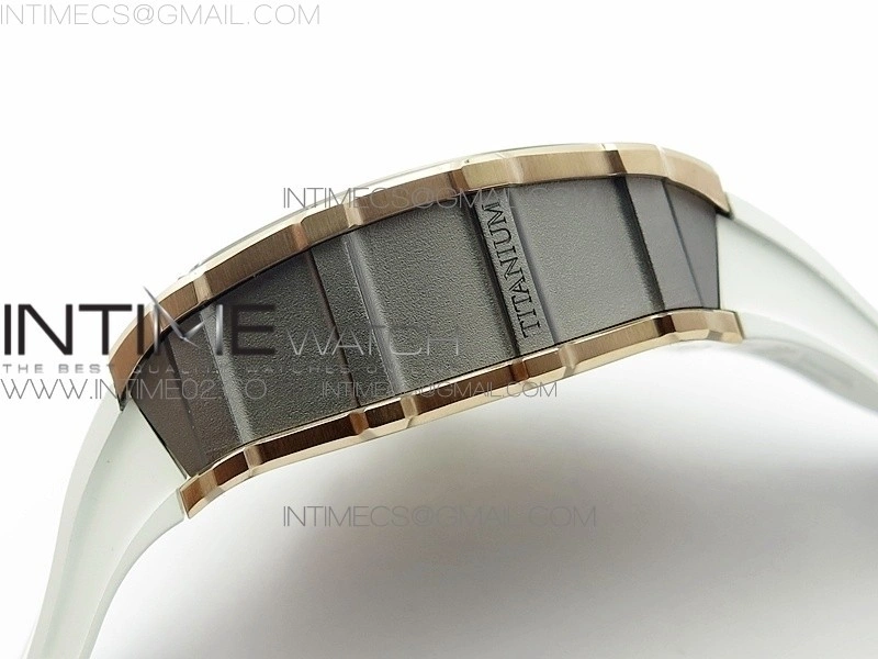 RM011 RG Chronograph SS Case KVF 1:1 Best Edition Crystal Skeleton Dial on White Rubber Strap A7750
