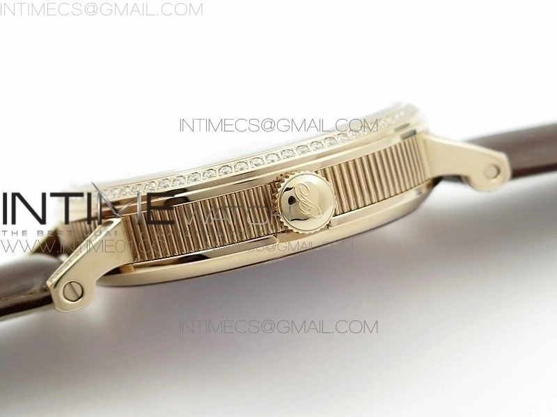 BG 9087BB Moon phase RG 1:1 Best Edition White Dial Diamond Bezel on Brown Leather Strap Cal.770