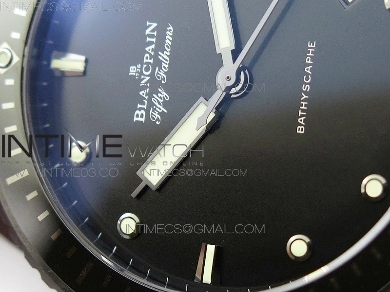 Fifty Fathoms Bathyscaphe Black Ceramic GF 1:1 Best Edition Black Dial on Black Sail-Canvas Strap A1315