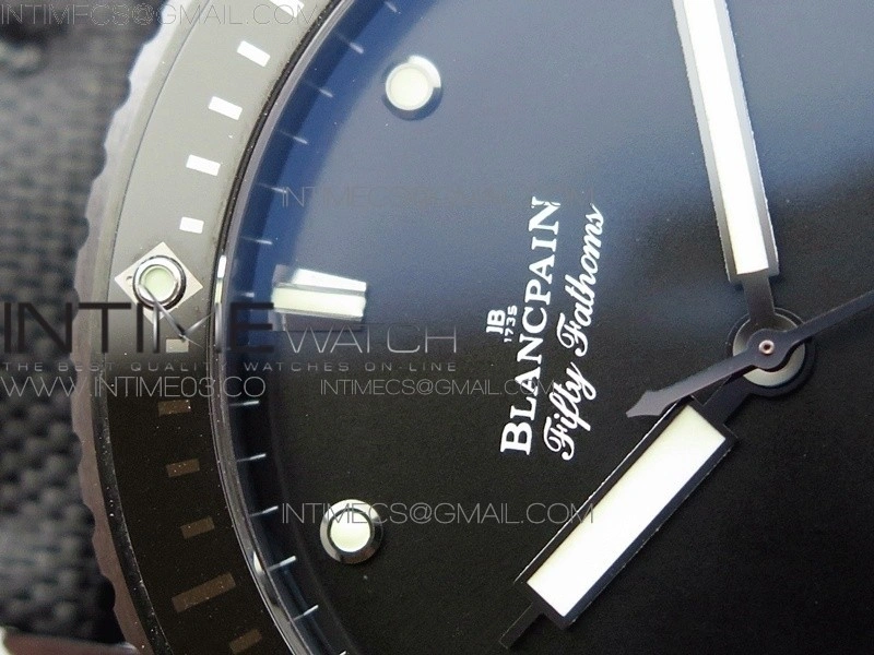 Fifty Fathoms Bathyscaphe Black Ceramic GF 1:1 Best Edition Black Dial on Black Sail-Canvas Strap A1315