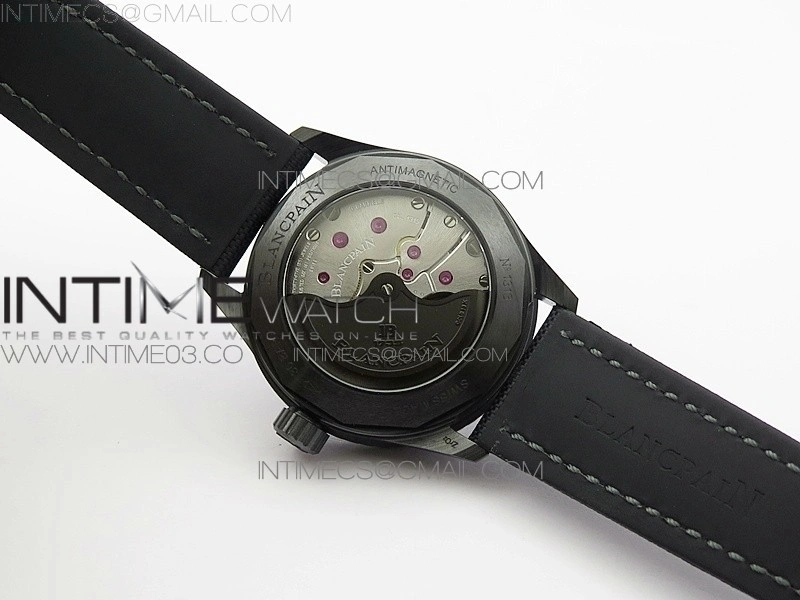 Fifty Fathoms Bathyscaphe Black Ceramic GF 1:1 Best Edition Black Dial on Black Sail-Canvas Strap A1315