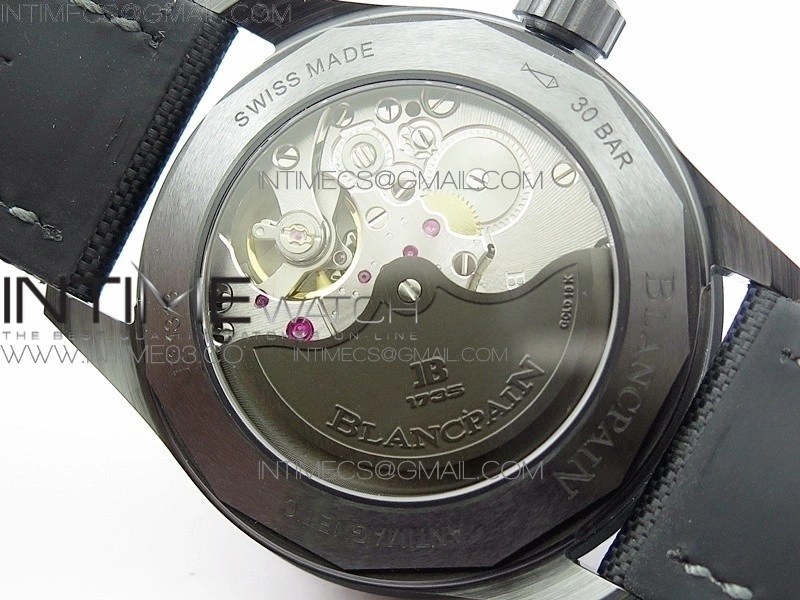 Fifty Fathoms Bathyscaphe Black Ceramic GF 1:1 Best Edition Black Dial on Black Sail-Canvas Strap A1315