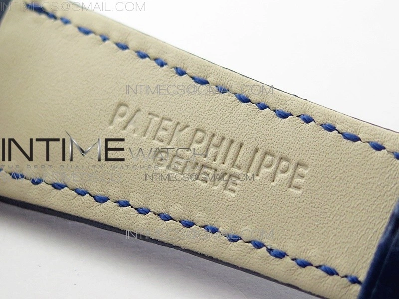 Nautilus 5726 Complicated SS GRF 1:1 Best Edition Blue Textured Dial on Blue Leather Strap A324 V3