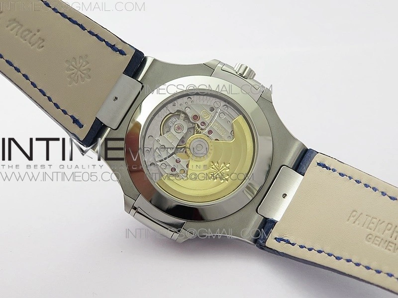 Nautilus 5726 Complicated SS GRF 1:1 Best Edition Blue Textured Dial on Blue Leather Strap A324 V3