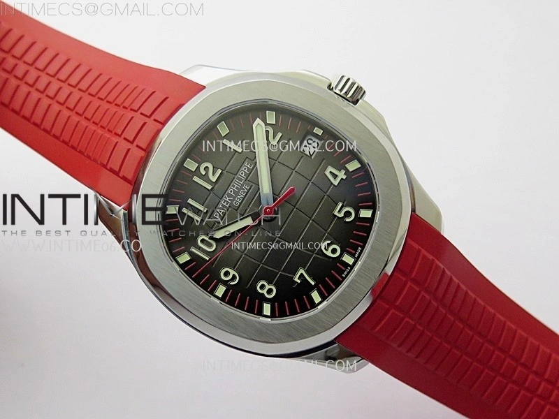 Aquanaut Jumbo 5167A-012 Singapore SS PPF 1:1 Best Edition Black Dial on Red Rubber Strap Super Clone 26-330 V2