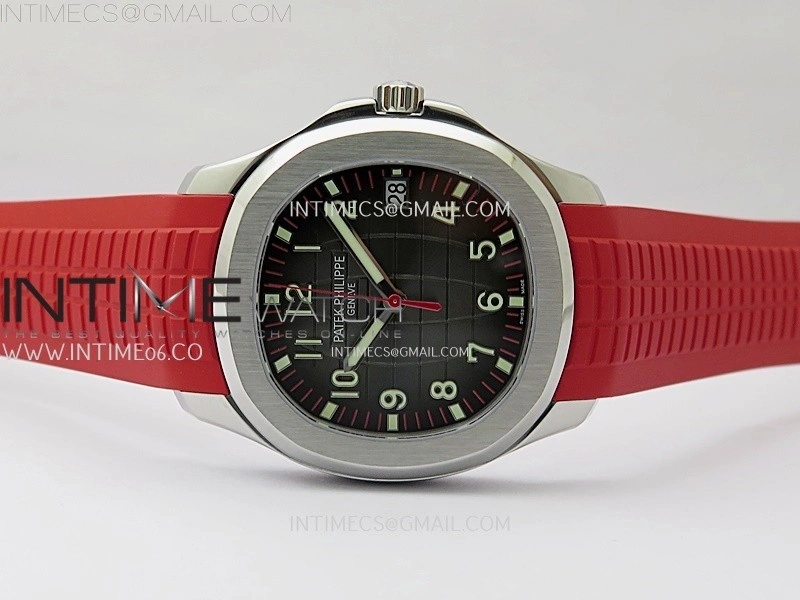 Aquanaut Jumbo 5167A-012 Singapore SS PPF 1:1 Best Edition Black Dial on Red Rubber Strap Super Clone 26-330 V2