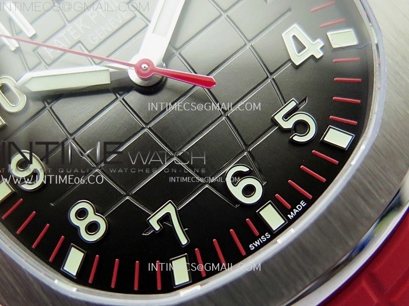 Aquanaut Jumbo 5167A-012 Singapore SS PPF 1:1 Best Edition Black Dial on Red Rubber Strap Super Clone 26-330 V2