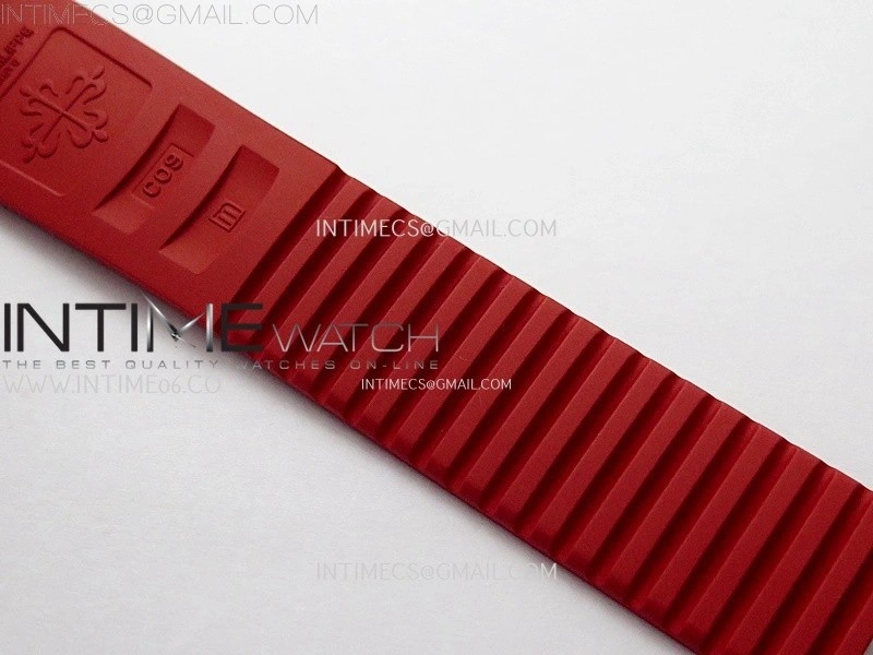Aquanaut Jumbo 5167A-012 Singapore SS PPF 1:1 Best Edition Black Dial on Red Rubber Strap Super Clone 26-330 V2