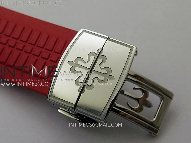 Aquanaut Jumbo 5167A-012 Singapore SS PPF 1:1 Best Edition Black Dial on Red Rubber Strap Super Clone 26-330 V2