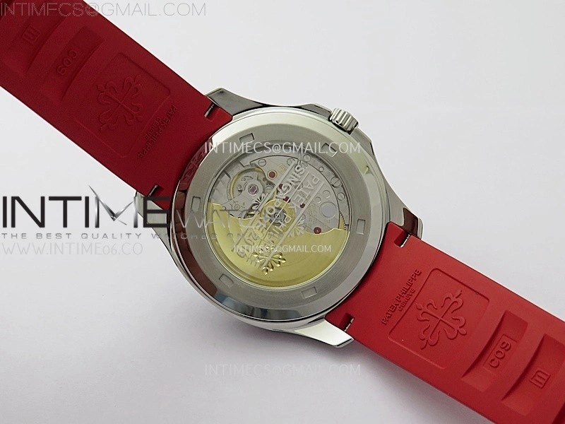 Aquanaut Jumbo 5167A-012 Singapore SS PPF 1:1 Best Edition Black Dial on Red Rubber Strap Super Clone 26-330 V2