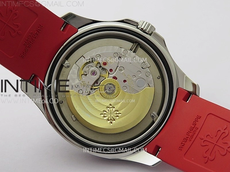 Aquanaut Jumbo 5167A-012 Singapore SS PPF 1:1 Best Edition Black Dial on Red Rubber Strap Super Clone 26-330 V2