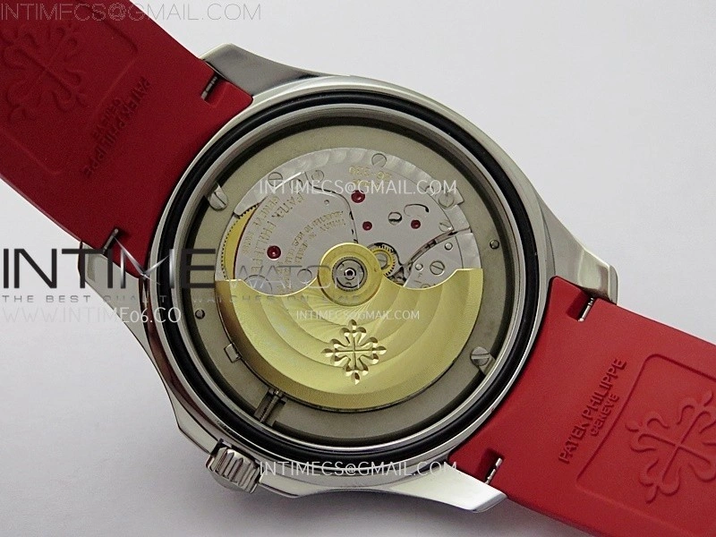 Aquanaut Jumbo 5167A-012 Singapore SS PPF 1:1 Best Edition Black Dial on Red Rubber Strap Super Clone 26-330 V2