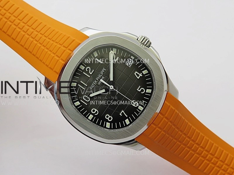 Aquanaut 5167 SS DDF 1:1 Best Edition Black Dial On Orange Strap Super Clone DD330