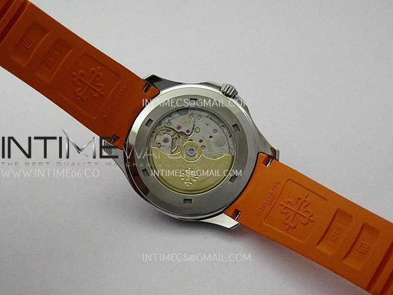 Aquanaut 5167 SS DDF 1:1 Best Edition Black Dial On Orange Strap Super Clone DD330