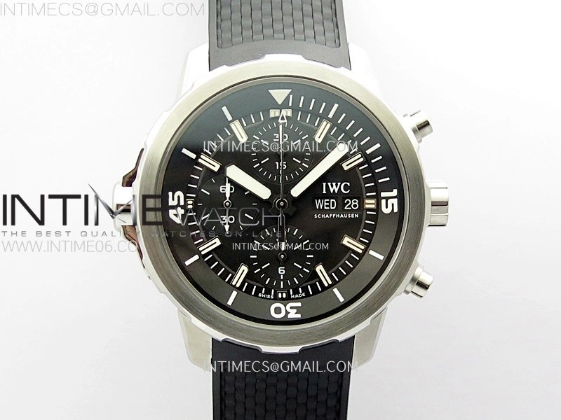 Aquatimer IW376803 SS APSF 1:1 Best Edition Black Dial on Black Rubber Strap A7750