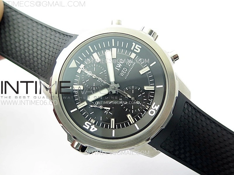 Aquatimer IW376803 SS APSF 1:1 Best Edition Black Dial on Black Rubber Strap A7750