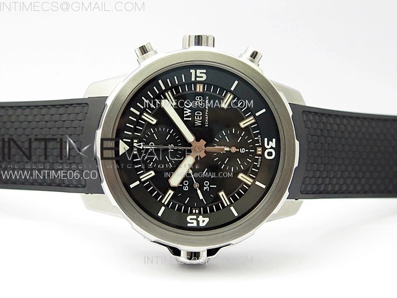 Aquatimer IW376803 SS APSF 1:1 Best Edition Black Dial on Black Rubber Strap A7750