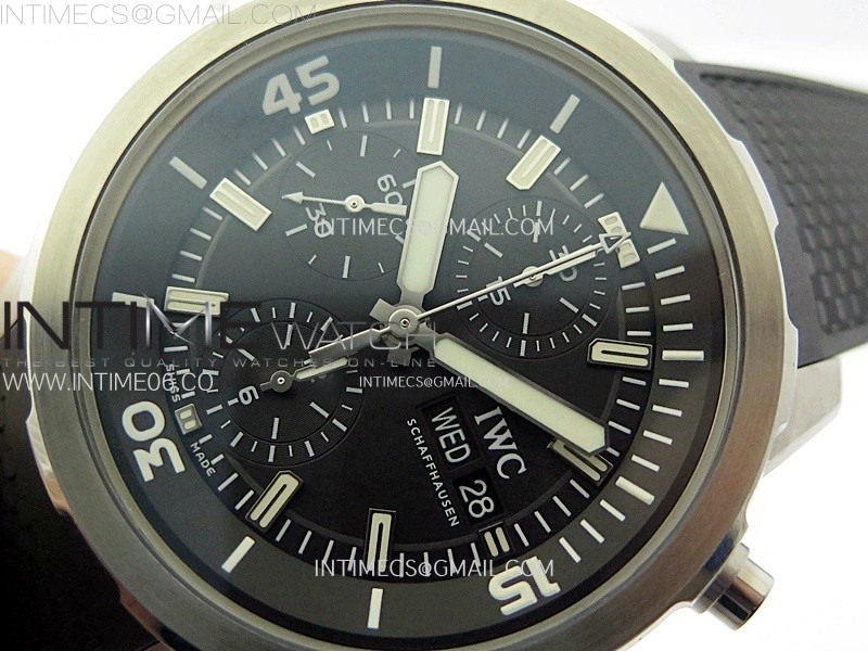 Aquatimer IW376803 SS APSF 1:1 Best Edition Black Dial on Black Rubber Strap A7750