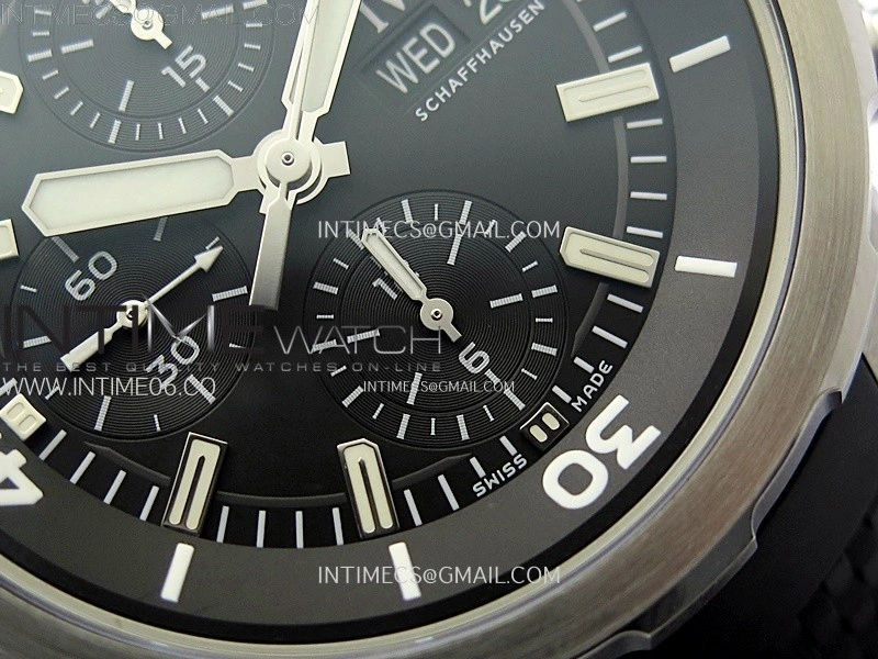 Aquatimer IW376803 SS APSF 1:1 Best Edition Black Dial on Black Rubber Strap A7750