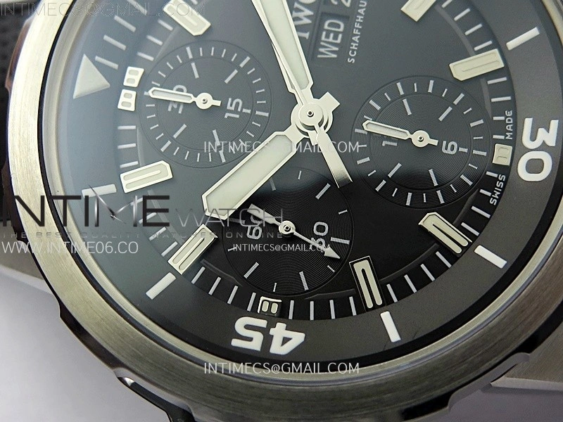 Aquatimer IW376803 SS APSF 1:1 Best Edition Black Dial on Black Rubber Strap A7750