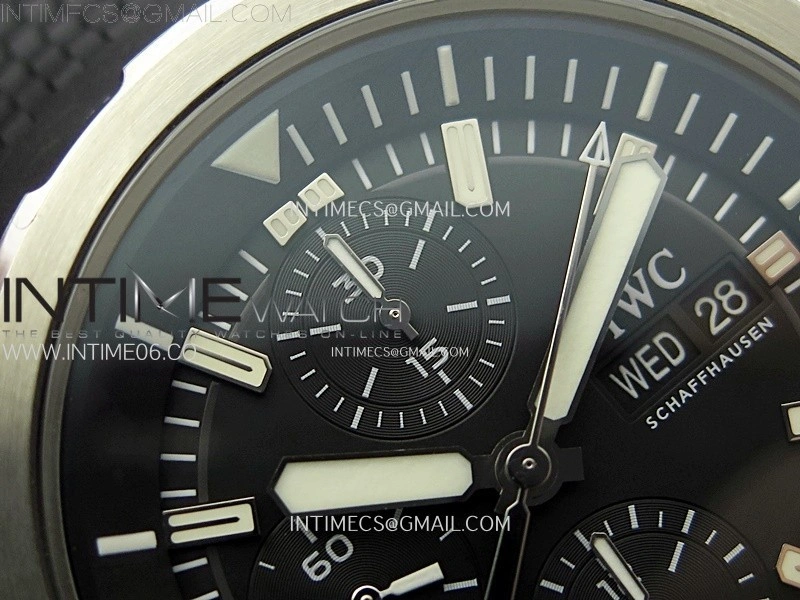 Aquatimer IW376803 SS APSF 1:1 Best Edition Black Dial on Black Rubber Strap A7750