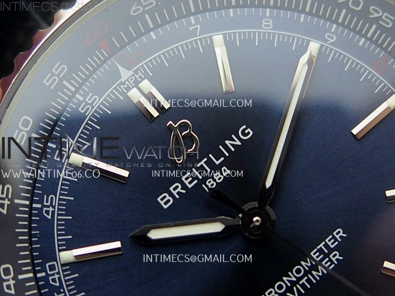 Navitimer 1 Automatic 41mm SS BLSF 1:1 Best Edition Blue Dial on Blue Leather Strap A2824