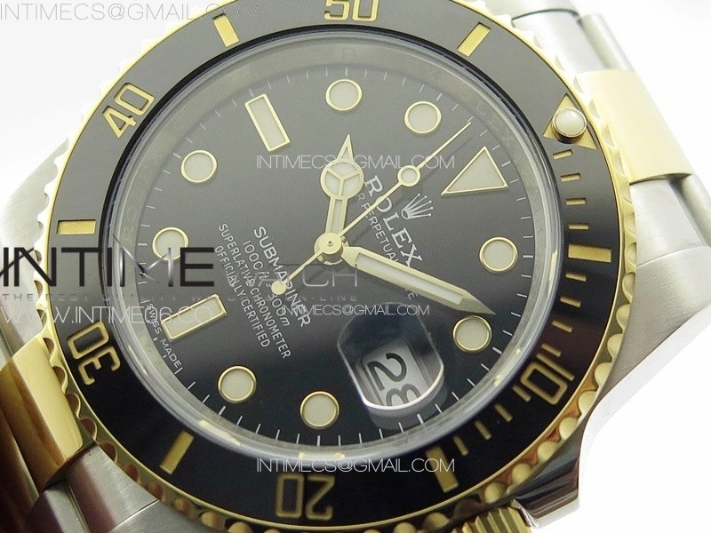 Submariner 116613LN 904L SS YG Case NTF 1:1 Best Edition Black Dial On 904L Bracelet SA3135