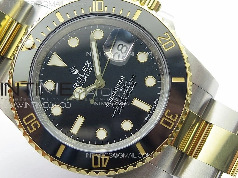 Submariner 116613LN 904L SS YG Case NTF 1:1 Best Edition Black Dial On 904L Bracelet SA3135