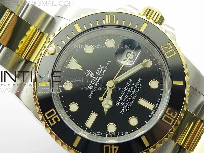 Submariner 116613LN 904L SS YG Case NTF 1:1 Best Edition Black Dial On 904L Bracelet SA3135