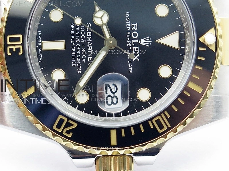 Submariner 116613LN 904L SS YG Case NTF 1:1 Best Edition Black Dial On 904L Bracelet SA3135