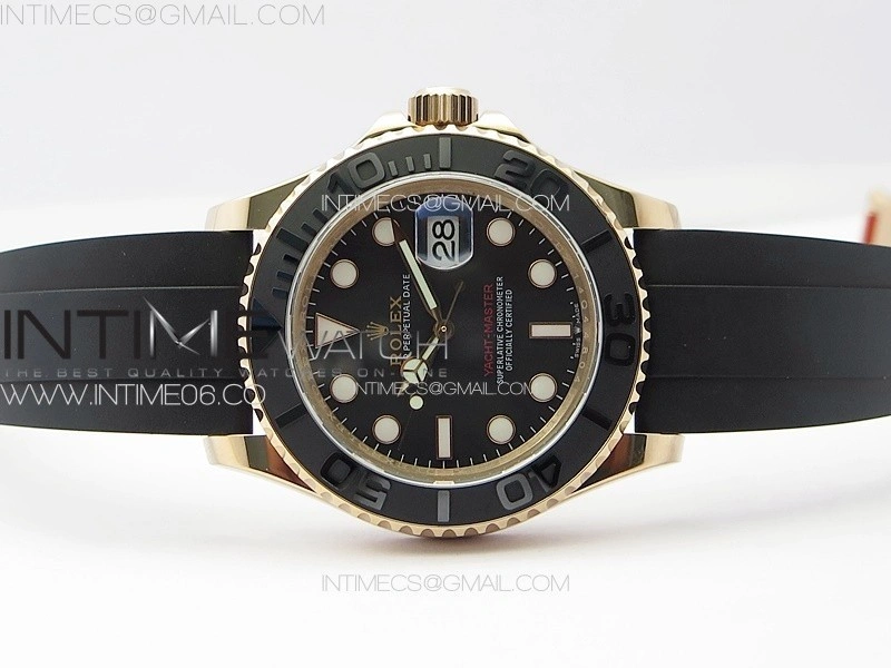 Yacht-Master 126655 3EF 1:1 Best Edition 3D Black Ceramic Bezel on Black Rubber Strap VR3235