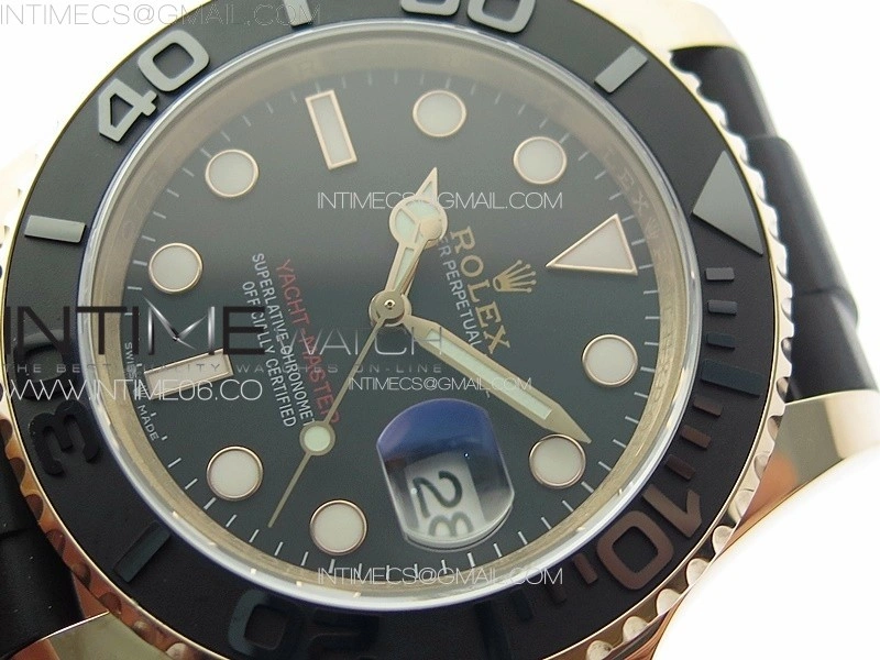 Yacht-Master 126655 3EF 1:1 Best Edition 3D Black Ceramic Bezel on Black Rubber Strap VR3235