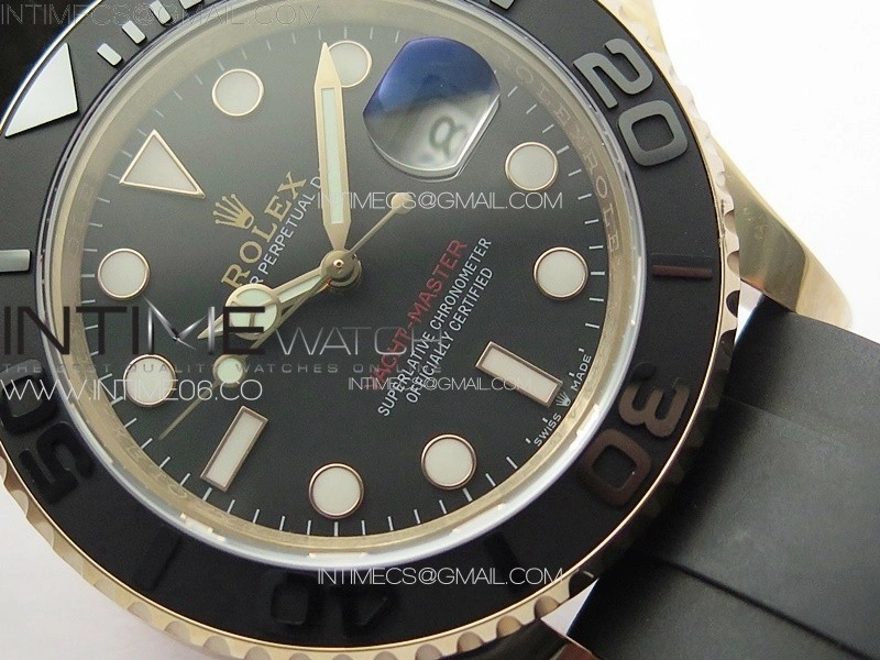 Yacht-Master 126655 3EF 1:1 Best Edition 3D Black Ceramic Bezel on Black Rubber Strap VR3235