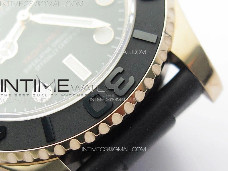 Yacht-Master 126655 3EF 1:1 Best Edition 3D Black Ceramic Bezel on Black Rubber Strap VR3235