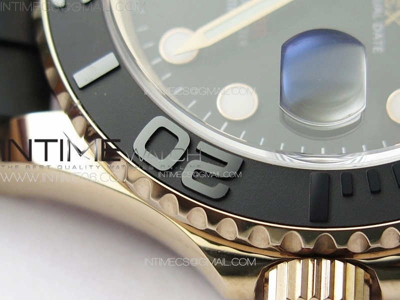 Yacht-Master 126655 3EF 1:1 Best Edition 3D Black Ceramic Bezel on Black Rubber Strap VR3235