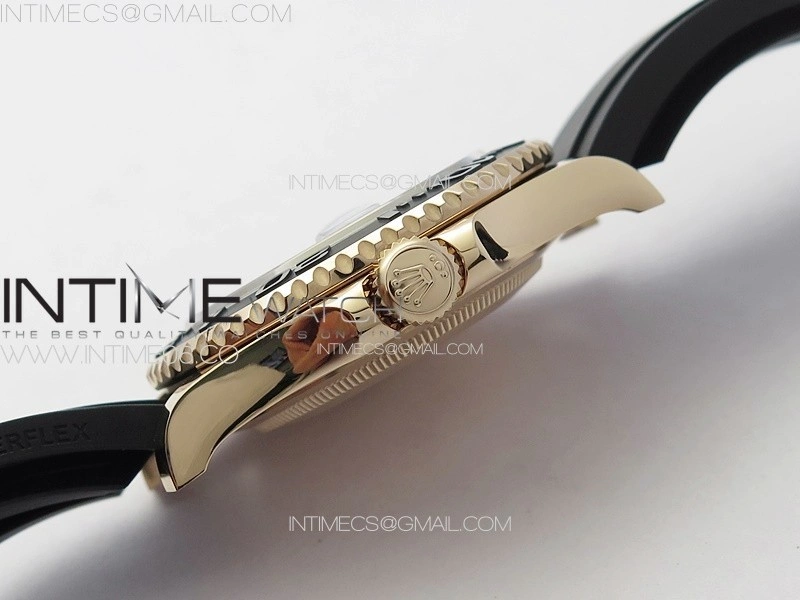 Yacht-Master 126655 3EF 1:1 Best Edition 3D Black Ceramic Bezel on Black Rubber Strap VR3235