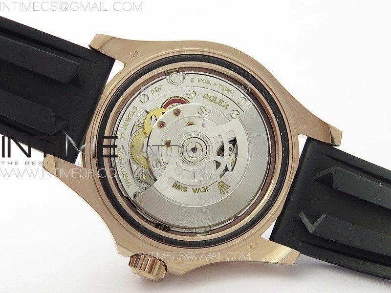 Yacht-Master 126655 3EF 1:1 Best Edition 3D Black Ceramic Bezel on Black Rubber Strap VR3235