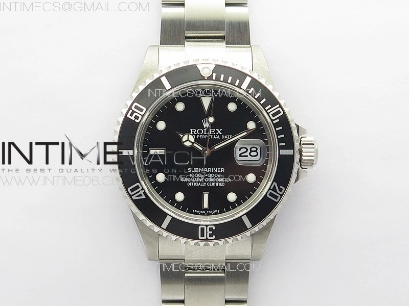 Submariner 16610 LN Black No Rehaut 904L SS RAF1:1 Best Edition on 904L SS Bracelet SA3135