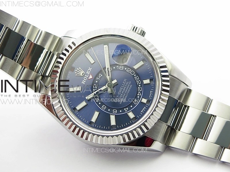 Sky-Dweller 326934 904L SS Noob 1:1 Best Edition Blue Dial on SS Bracelet Asian 23J to 9001