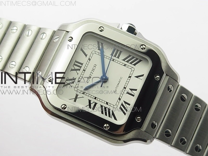 Santos de Cartier 35mm 2018 RXW 1:1 Best Edition White Dial on SS SmartLinks Bracelet MIYOTA 9015