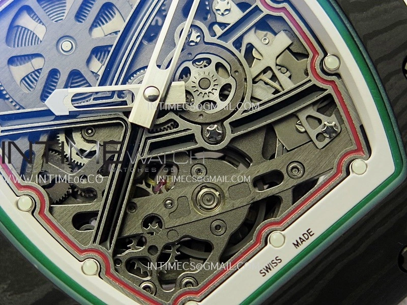 RM67-02 White Inner Bezel Real NTPT 1:1 Best Edition Skeleton Dial On White Nylon strap CRMA7 Clone