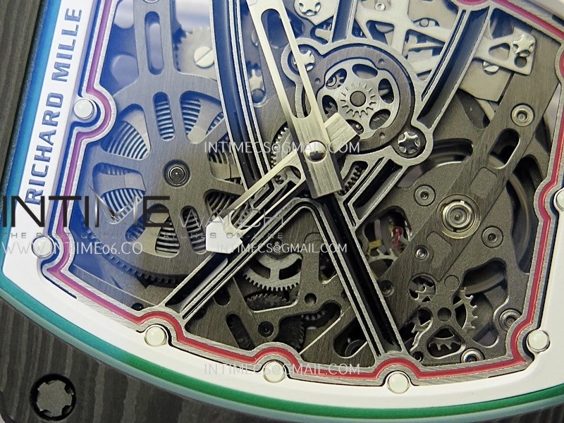 RM67-02 White Inner Bezel Real NTPT 1:1 Best Edition Skeleton Dial On White Nylon strap CRMA7 Clone