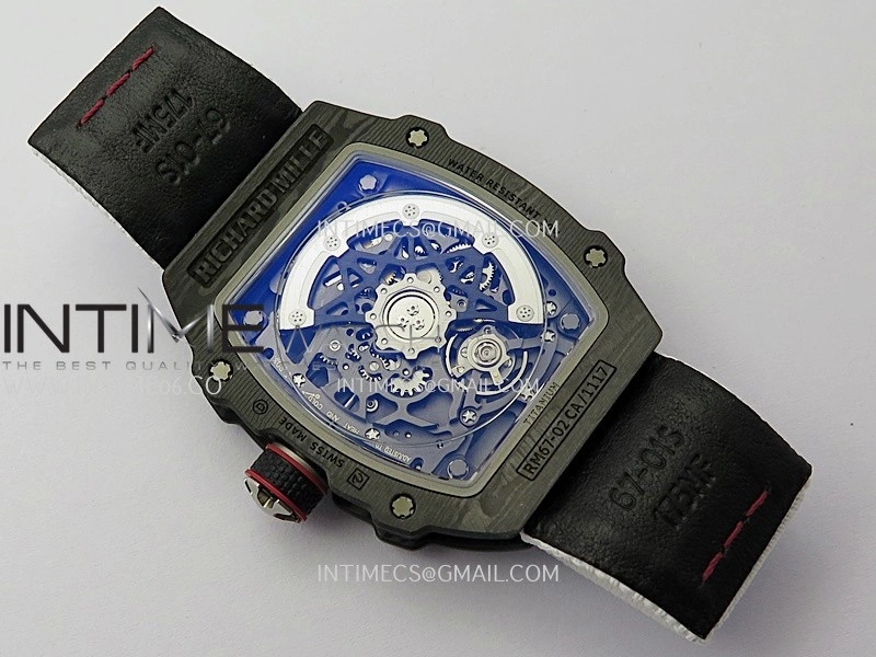 RM67-02 White Inner Bezel Real NTPT 1:1 Best Edition Skeleton Dial On White Nylon strap CRMA7 Clone