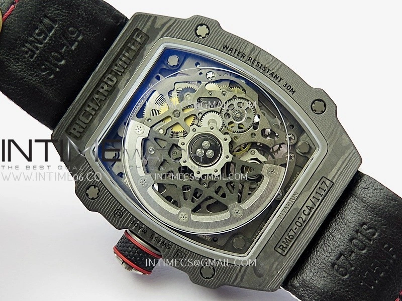 RM67-02 White Inner Bezel Real NTPT 1:1 Best Edition Skeleton Dial On White Nylon strap CRMA7 Clone