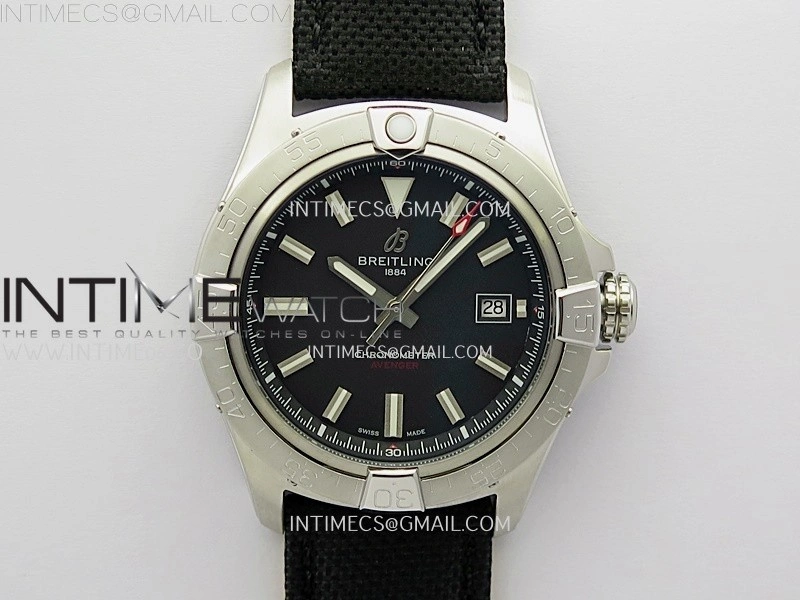 Avenger Chronometer 42mm SS BLSF 1:1 Best Edition Black Dial On Black Nylon Strap A2824