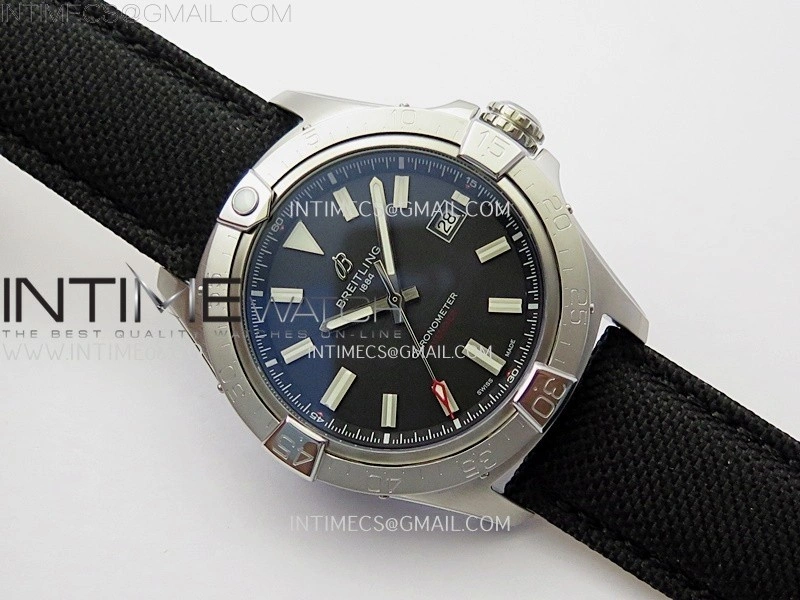 Avenger Chronometer 42mm SS BLSF 1:1 Best Edition Black Dial On Black Nylon Strap A2824
